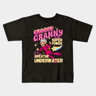 Groovy Granny With Super Power For Scuba Diver Grandma Kids T-Shirt